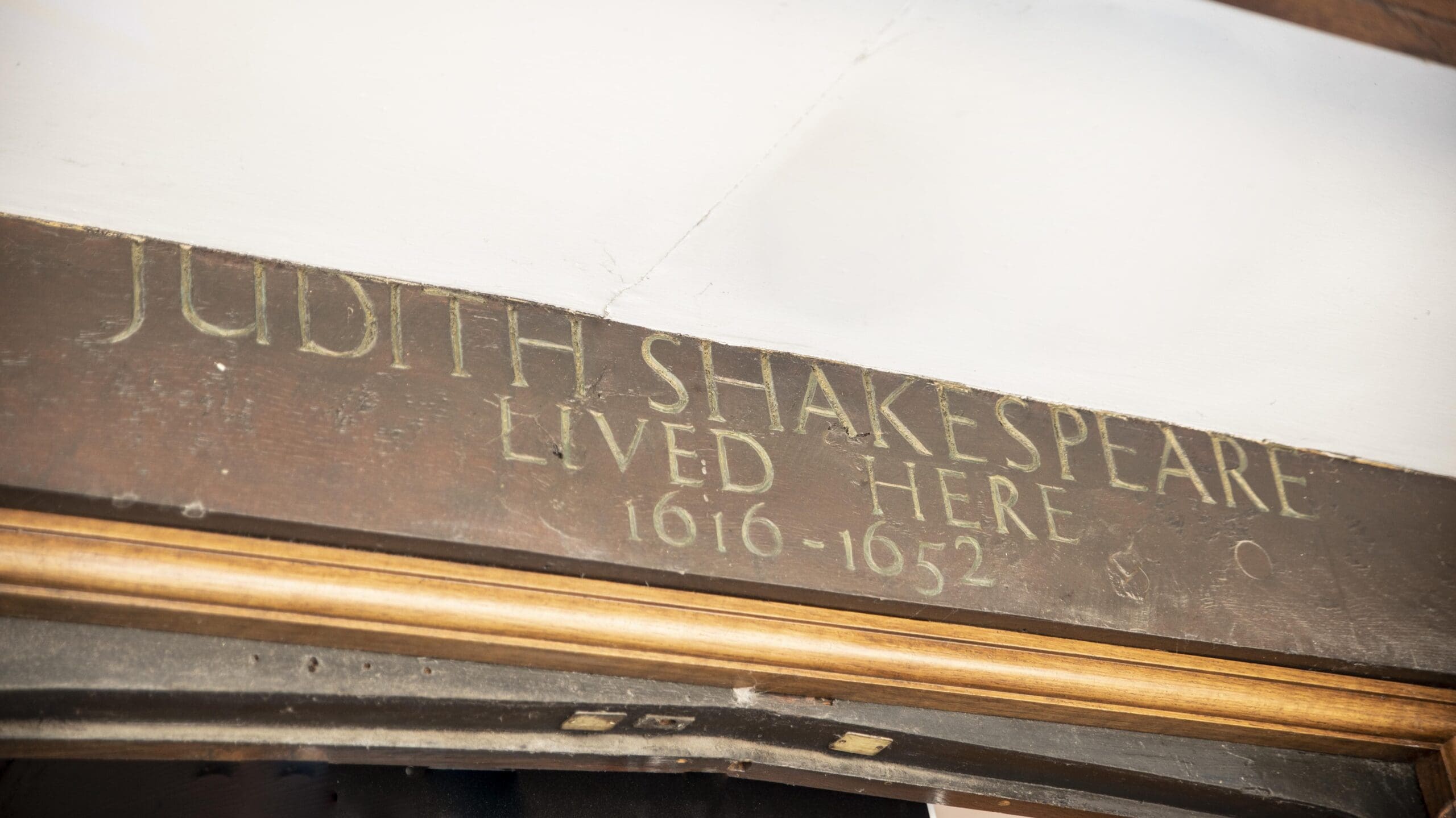 The sign above 1 High St door about Judith's Shakespeare